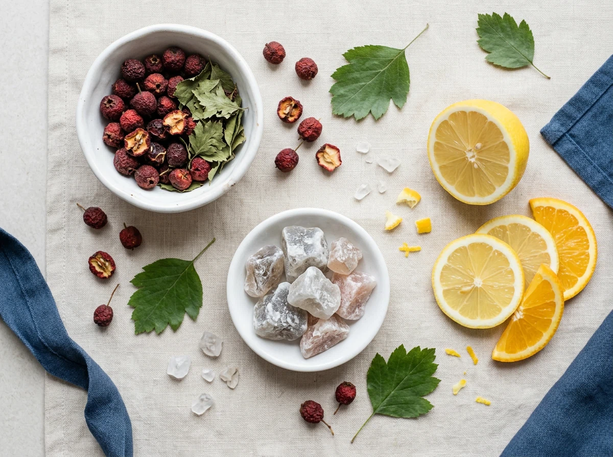 Heart supplement with plant extracts and vitamins: hawthorn berries, magnesium and citrus